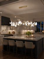 Gingko Garland Chandelier – Hand-Cast Porcelain Leaves in Brushed Gold
