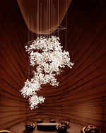 Gingko Leaves Linear Chandelier – Hand-Cast Porcelain Sculptural Pendant Light