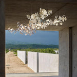 Gingko Leaves Linear Chandelier – Hand-Cast Porcelain Sculptural Pendant Light