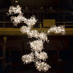 Gingko Leaves Linear Chandelier – Hand-Cast Porcelain Sculptural Pendant Light