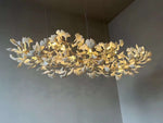 Gingko Leaves Linear Chandelier – Hand-Cast Porcelain Sculptural Pendant Light