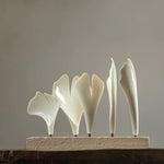 Gingko Leaves Linear Chandelier – Hand-Cast Porcelain Sculptural Pendant Light