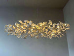 Gingko Leaves Linear Chandelier – Hand-Cast Porcelain Sculptural Pendant Light