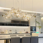 Gingko Leaves Linear Chandelier – Hand-Cast Porcelain Sculptural Pendant Light