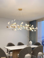 Gingko Garland Chandelier – Hand-Cast Porcelain Leaves in Brushed Gold