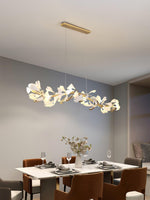 Gingko Garland Chandelier – Hand-Cast Porcelain Leaves in Brushed Gold