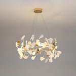 Gingko Garland Chandelier – Hand-Cast Porcelain Leaves in Brushed Gold