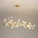Gingko Garland Chandelier – Hand-Cast Porcelain Leaves in Brushed Gold