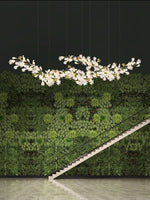 Gingko Drape Chandelier — Porcelain Ginkgo Leaves on Brass Branches