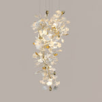 Gingko Drape Chandelier — Porcelain Ginkgo Leaves on Brass Branches
