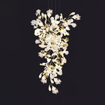 Gingko Drape Chandelier — Porcelain Ginkgo Leaves on Brass Branches