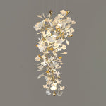 Gingko Drape Chandelier — Porcelain Ginkgo Leaves on Brass Branches