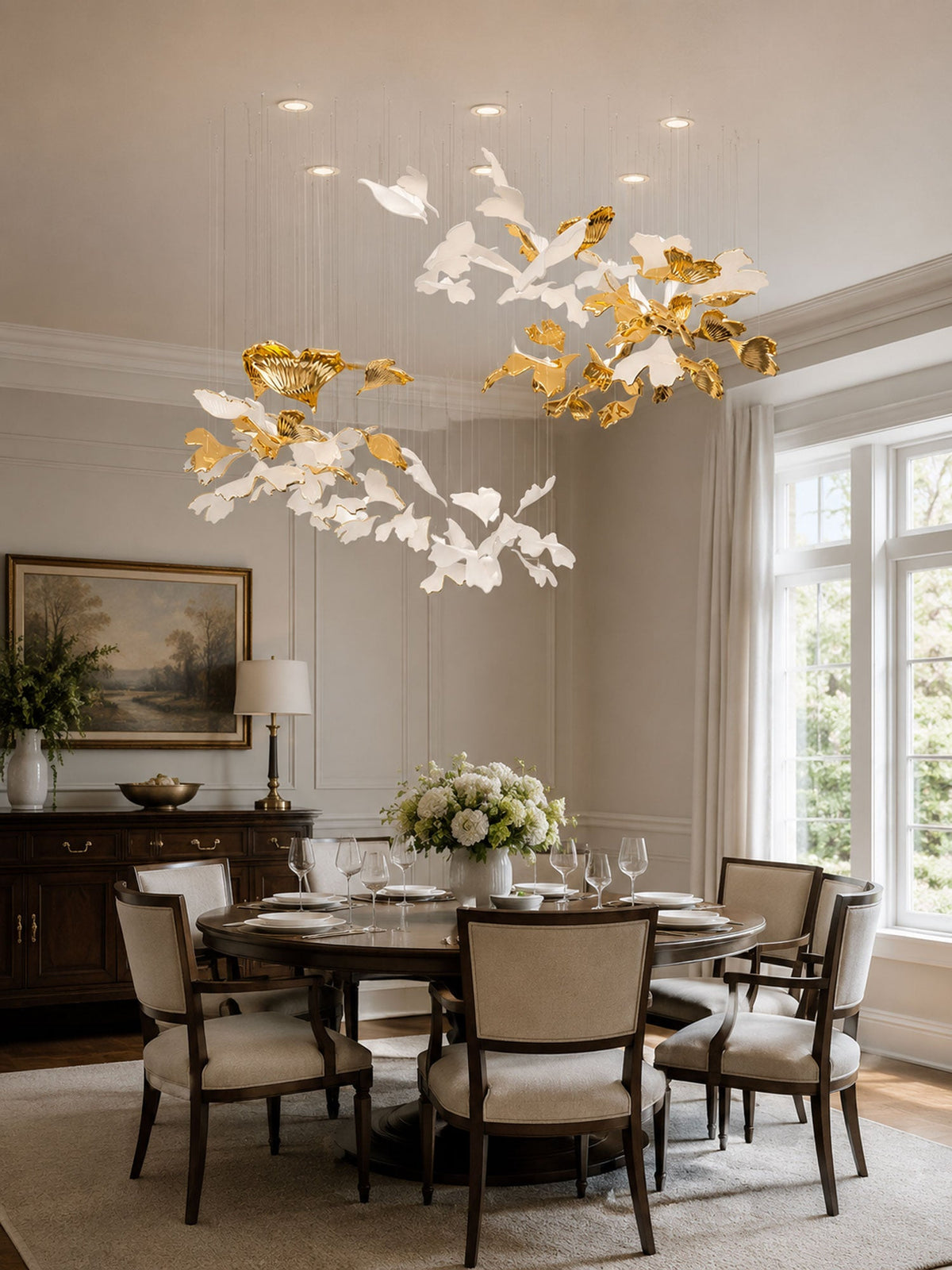 Ginkgo Leaf LED Chandelier – Modern Custom Pendant Light for Grand Interiors