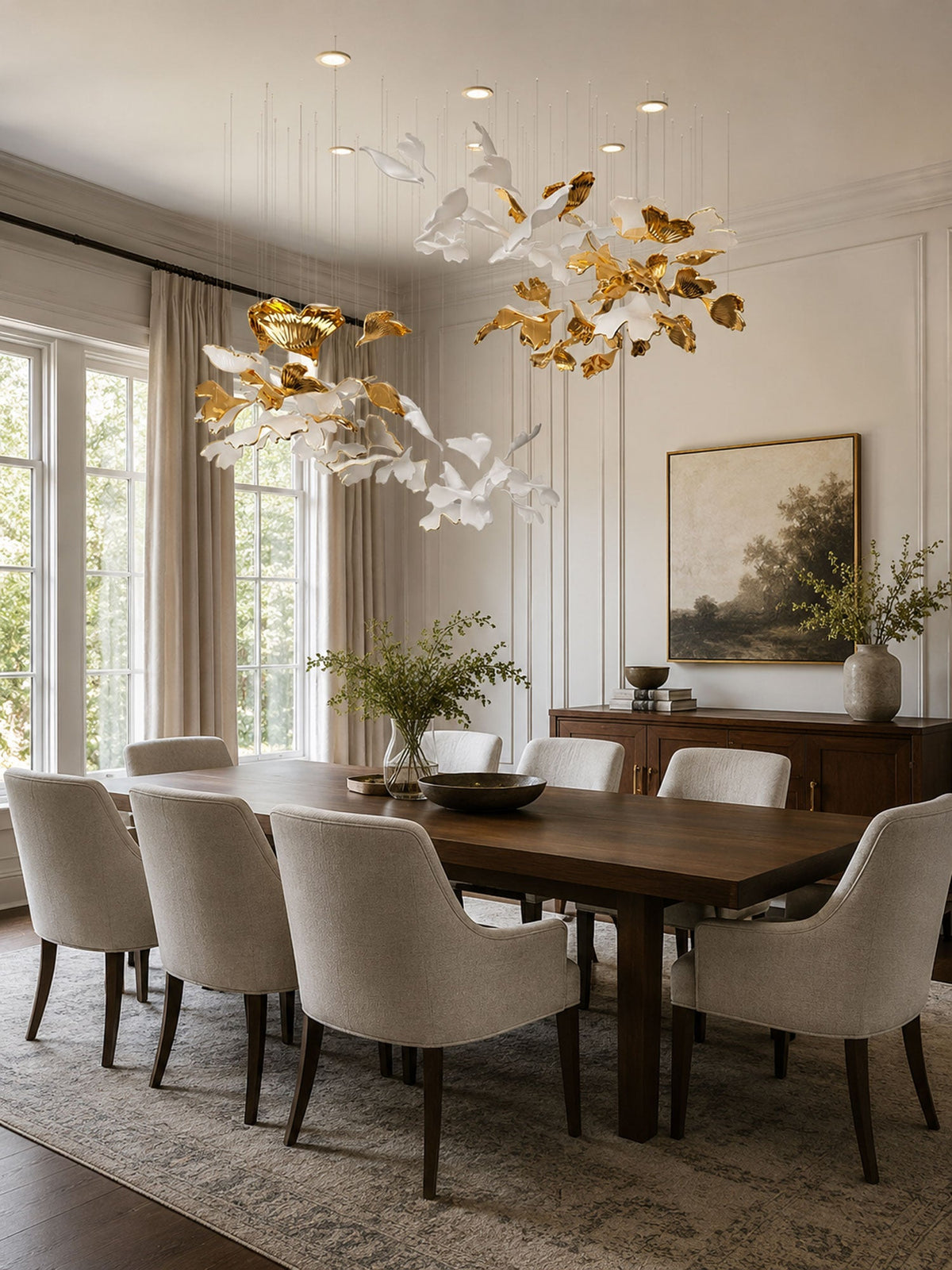 Ginkgo Leaf LED Chandelier – Modern Custom Pendant Light for Grand Interiors