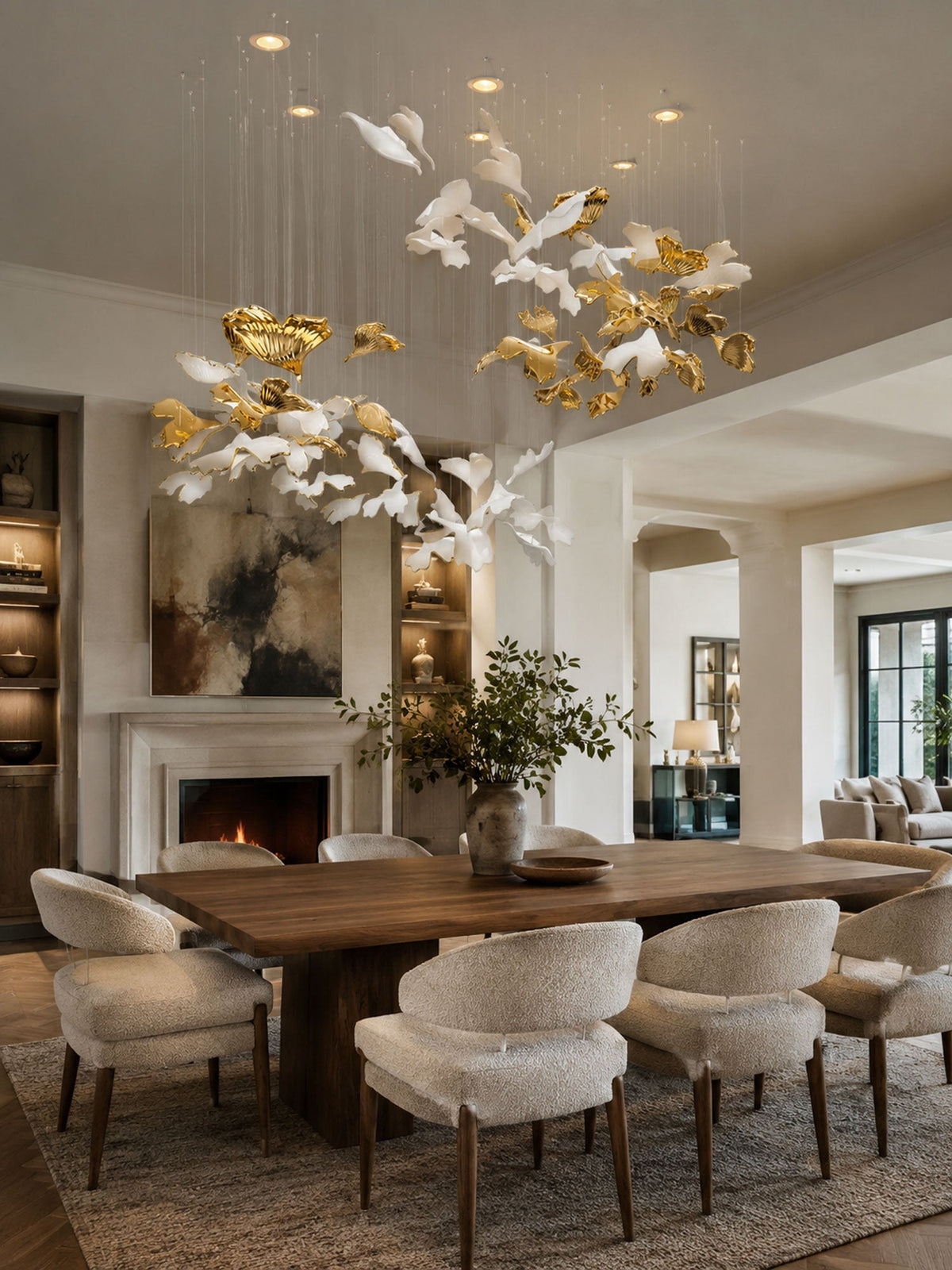 Ginkgo Leaf LED Chandelier – Modern Custom Pendant Light for Grand Interiors