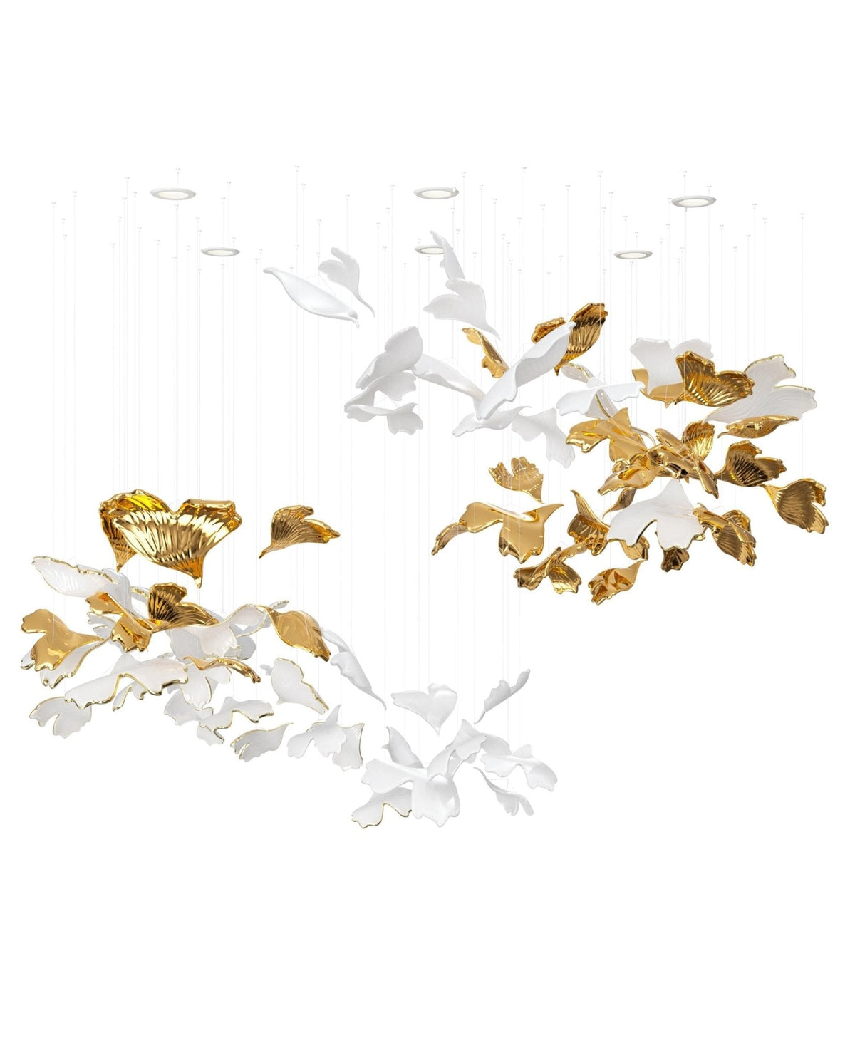 Ginkgo Leaf LED Chandelier – Modern Custom Pendant Light for Grand Interiors