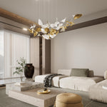 Linden Leaves Crystal LED Chandelier | Modern Linear Pendant Light for Dining Room and Foyer