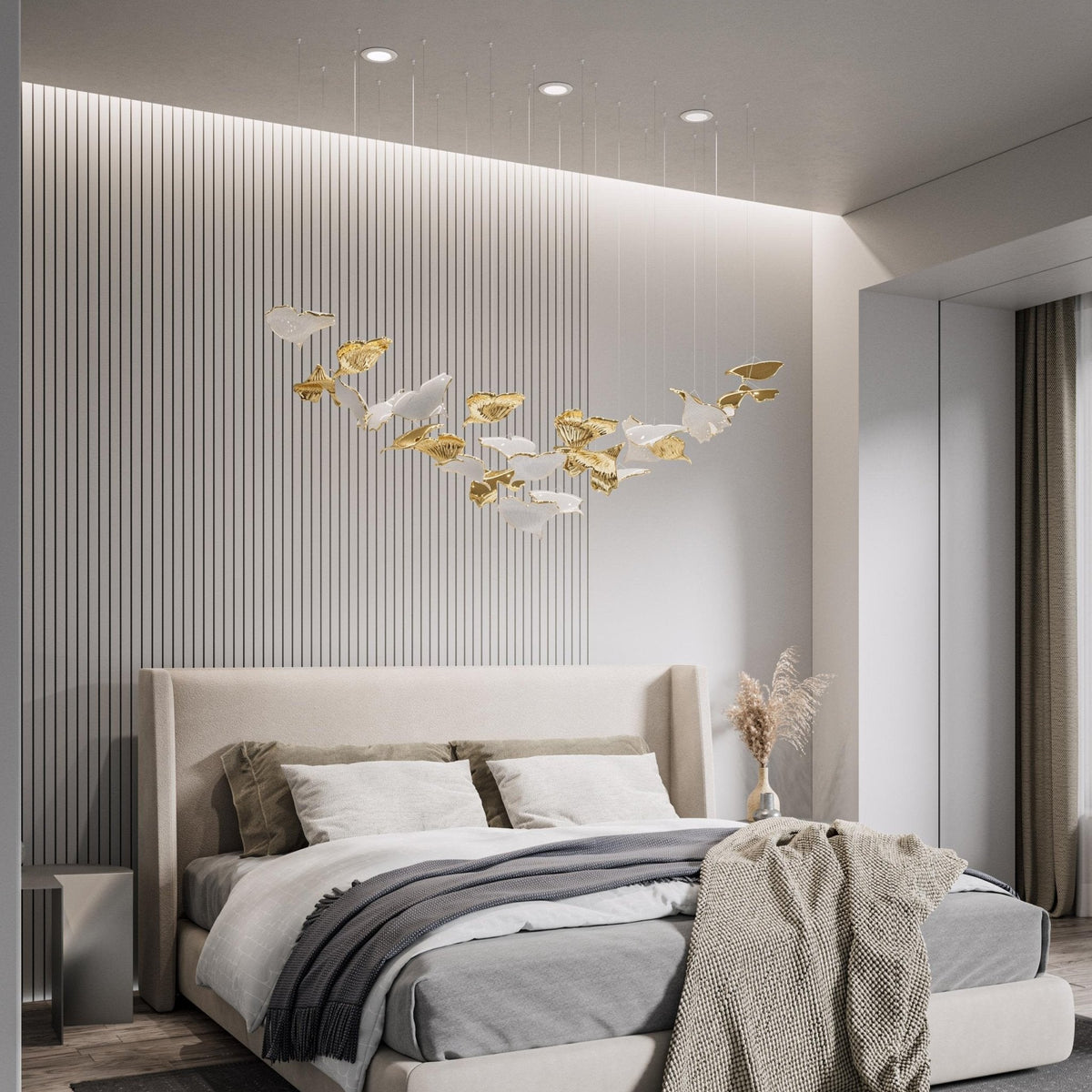 Ginkgo Leaf LED Chandelier – Modern Custom Pendant Light for Grand Interiors
