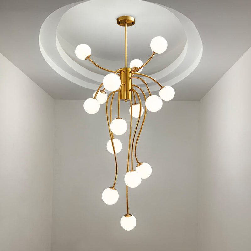 Caroline Modern Glass Chandelier with Gold or Black Metal Frame