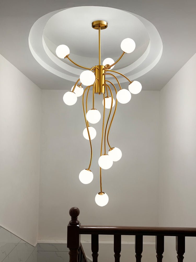 Caroline Modern Glass Chandelier with Gold or Black Metal Frame