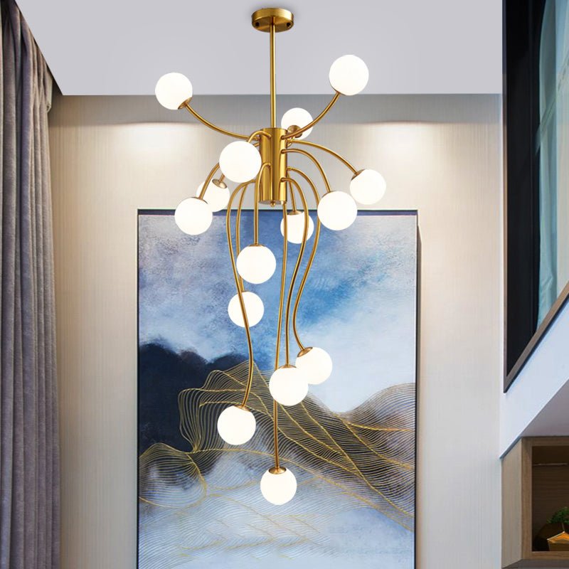 Caroline Modern Glass Chandelier with Gold or Black Metal Frame