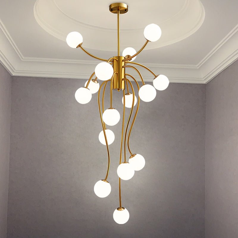 Caroline Modern Glass Chandelier with Gold or Black Metal Frame