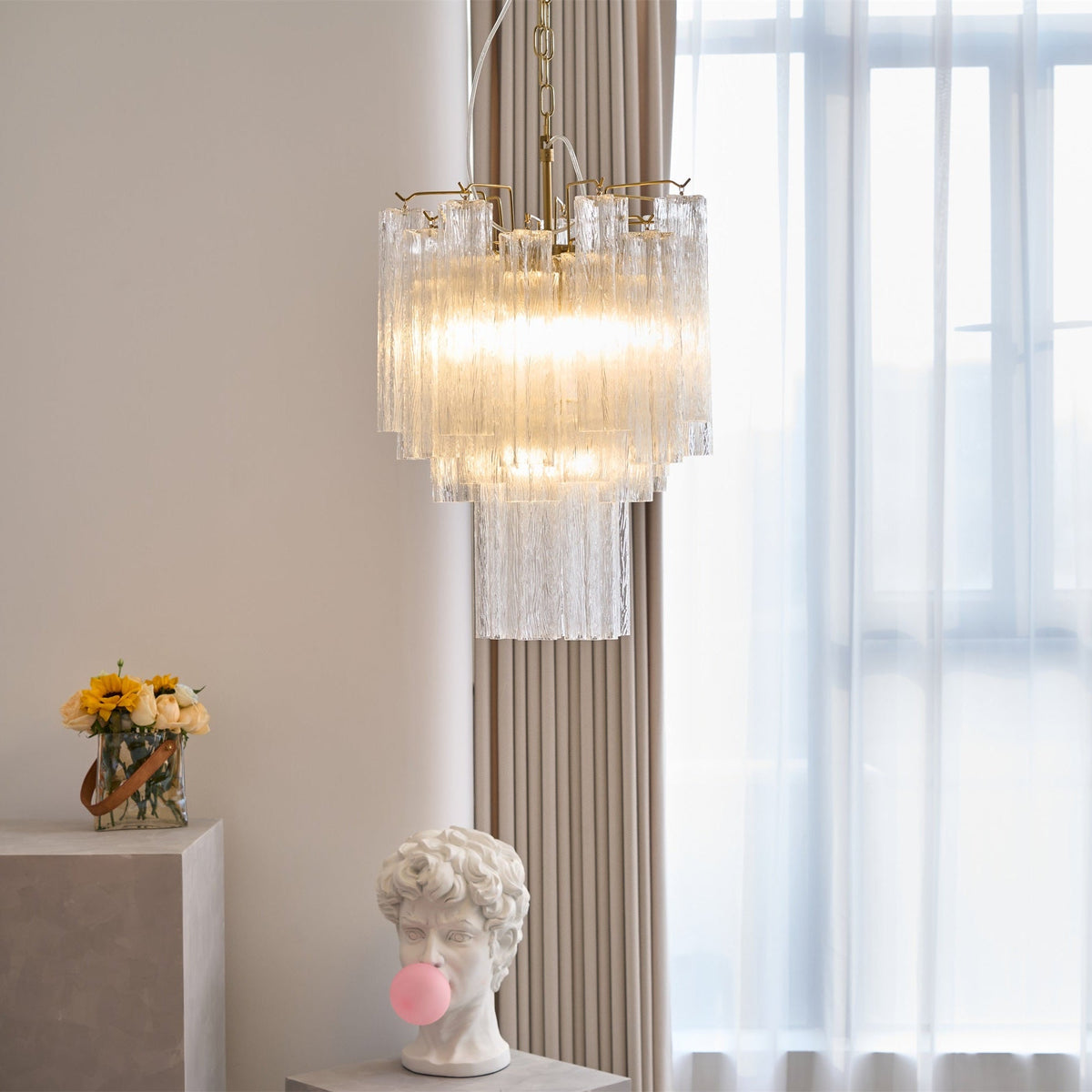 Giselle Murano Glass Chandelier – Hand-Blown Italian Glass Pendant Light for Dining Room and Living Room