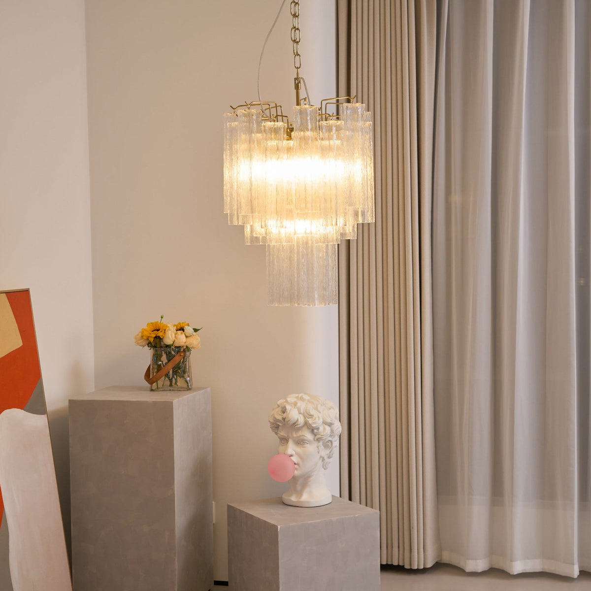 Giselle Murano Glass Chandelier – Hand-Blown Italian Glass Pendant Light for Dining Room and Living Room