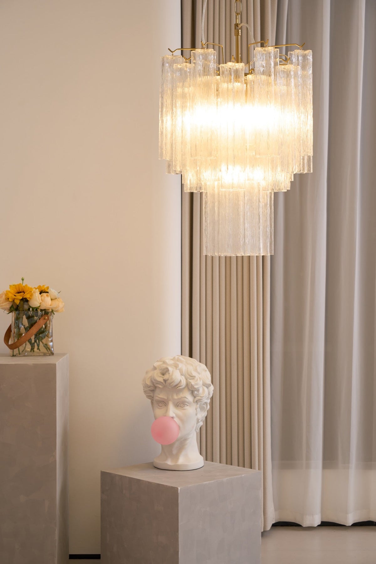 Giselle Murano Glass Chandelier – Hand-Blown Italian Glass Pendant Light for Dining Room and Living Room