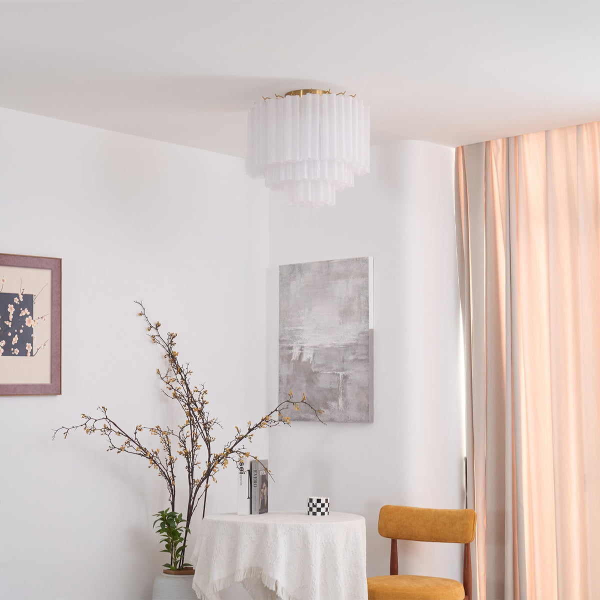 Glacia Murano Glass Ceiling Light with Gold Accents