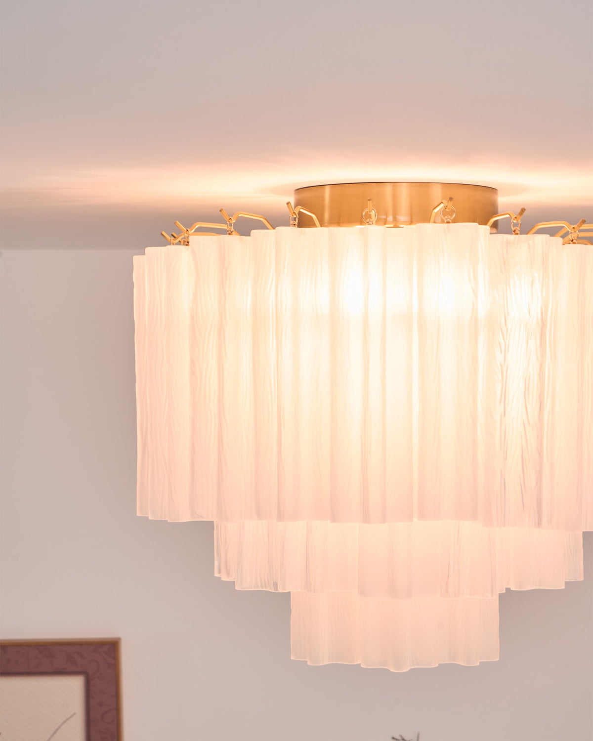 Glacia Murano Glass Ceiling Light with Gold Accents