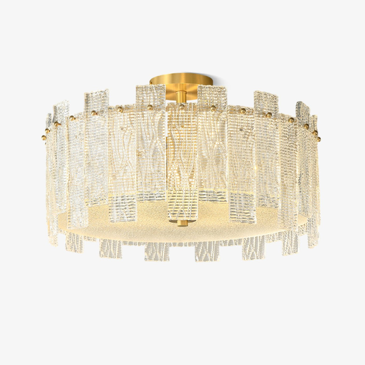 Glacier Cascade Brass and Glass Semi Flush Ceiling Light for Modern Interiors