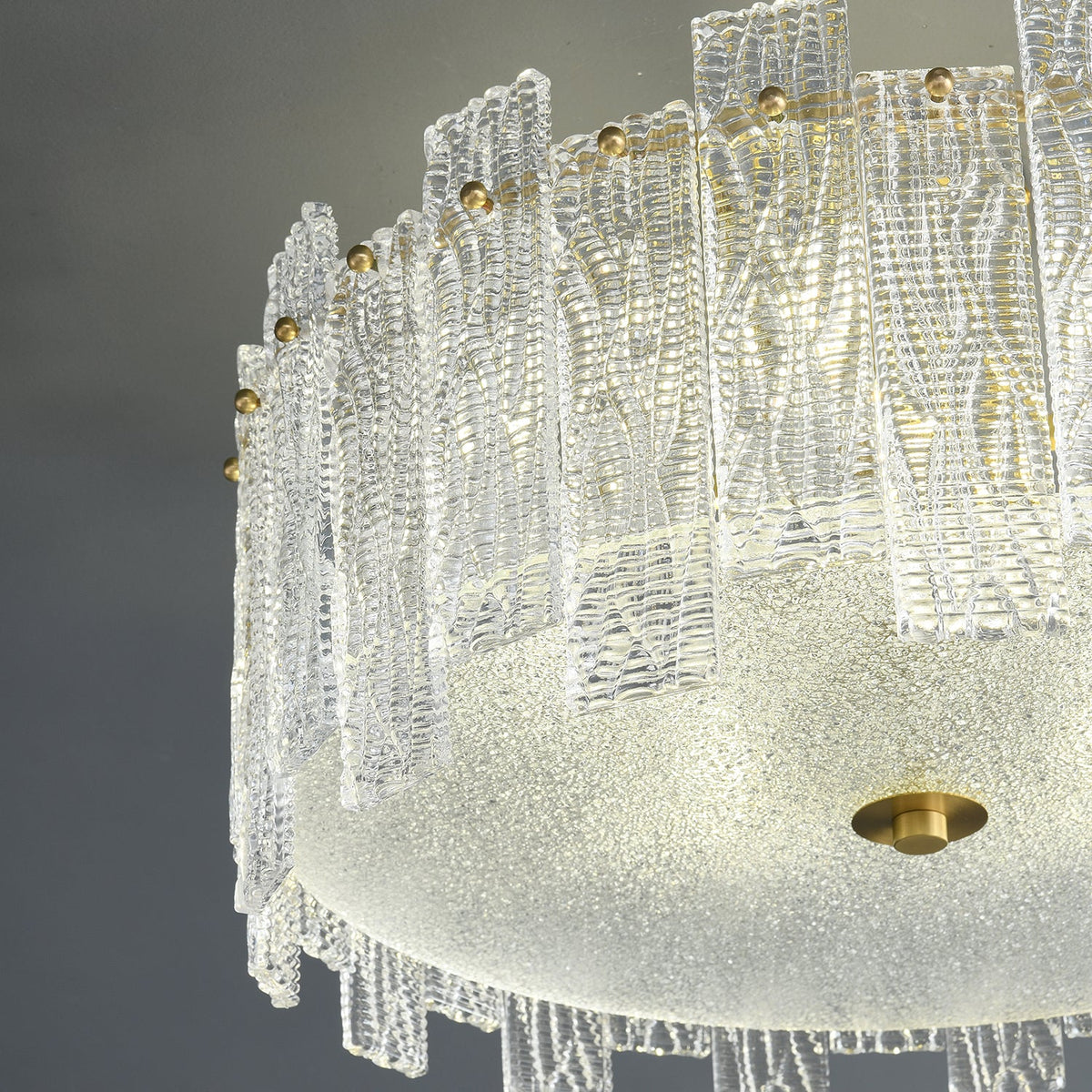 Glacier Cascade Brass and Glass Semi Flush Ceiling Light for Modern Interiors