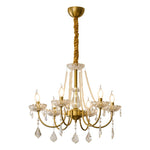 Glamour Pearl Crystal Chandelier for Dining Room and Living Room, Gold Brass LED Ceiling Light