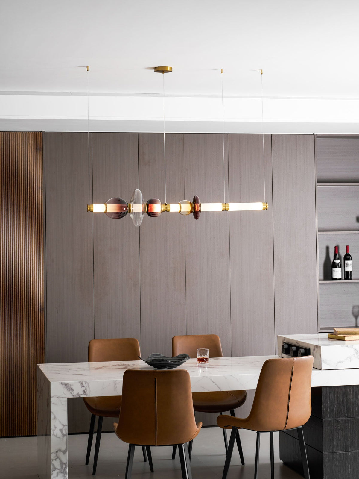 Artisan Glass Bead Linear Pendant Light for Modern Interiors