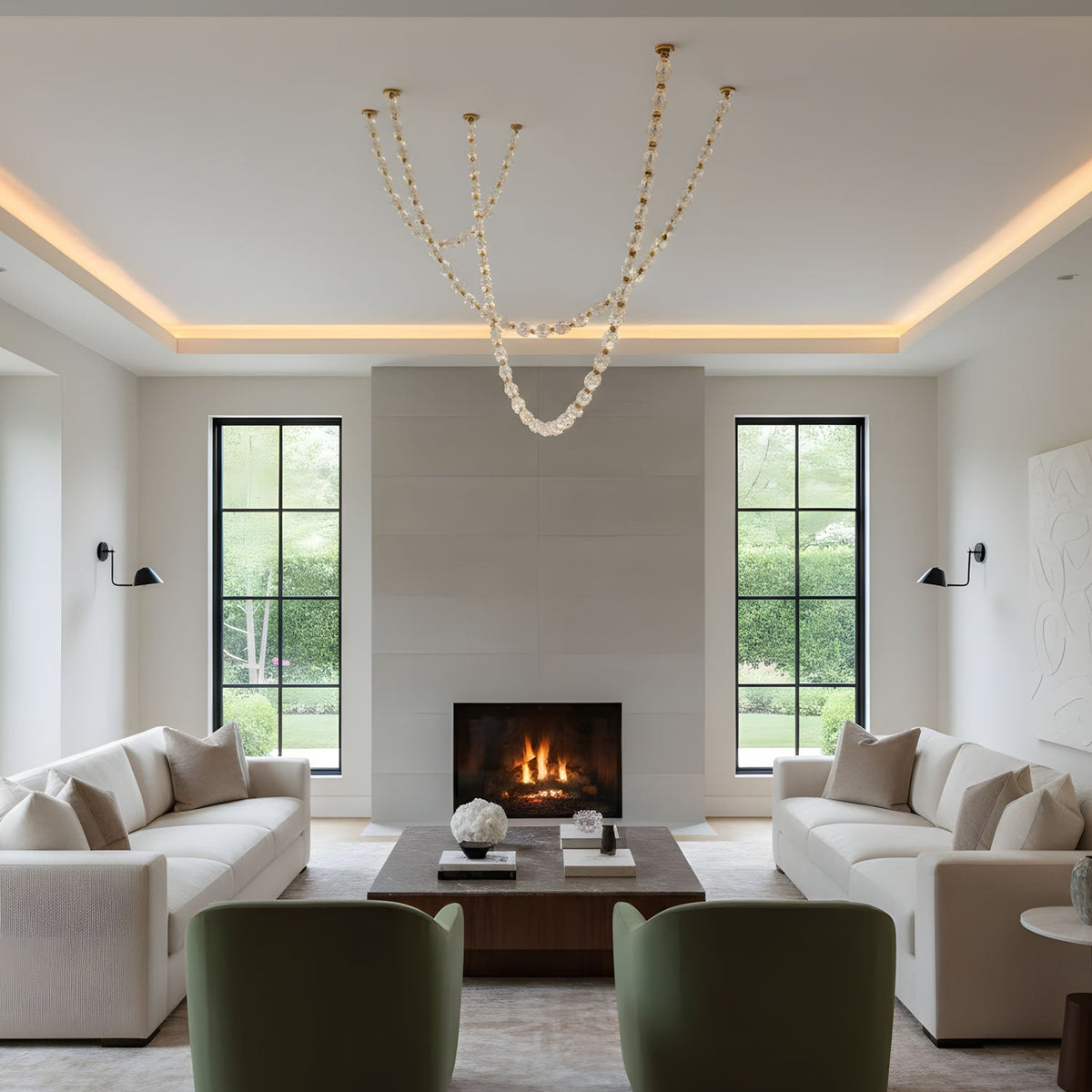 Riviere Glass Chain Chandelier – Modern Linear LED Pendant Light