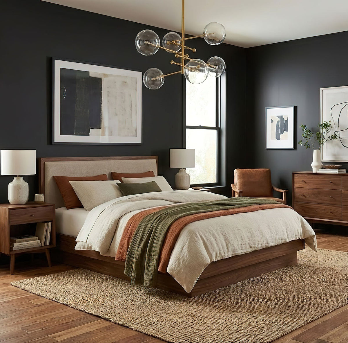 Artisan Glass Globe Mobile Chandelier in Gold, Black, or Chrome