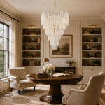 Artisan Glass Pinecone Chandelier in Nickel or Gold