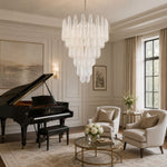 Artisan Glass Pinecone Chandelier in Nickel or Gold