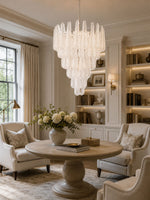 Artisan Glass Pinecone Chandelier in Nickel or Gold