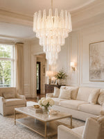 Artisan Glass Pinecone Chandelier in Nickel or Gold
