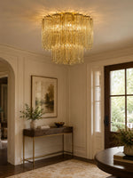 Art Glass Star Ceiling Light in Champagne Gold | Murano-Style Flush Mount
