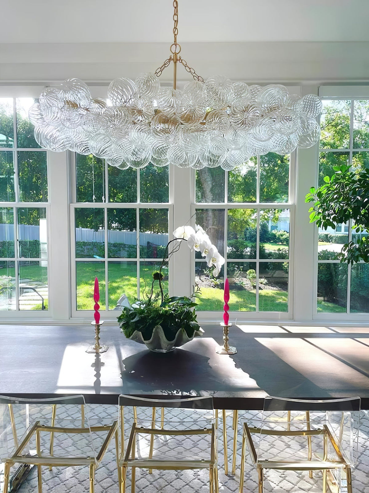 Lumière Cascade Glass Ball Chandelier – Modern Sculptural Pendant Light