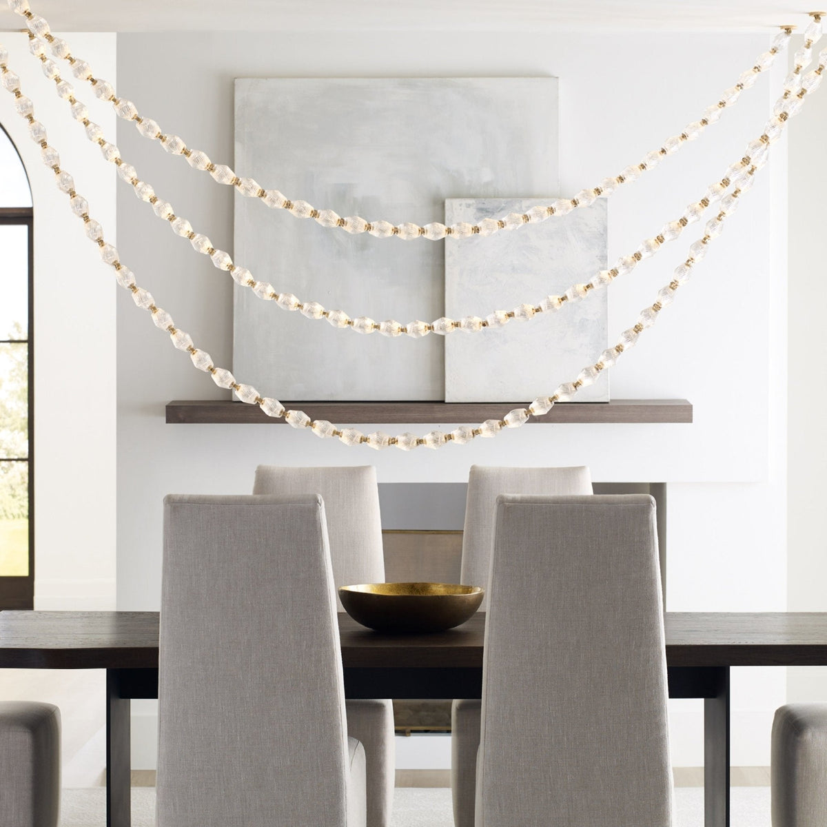 Riviere Glass Chain Chandelier – Modern Linear LED Pendant Light
