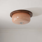 Aurelia Frosted Glass Dome Ceiling Light with Walnut Wood Accents
