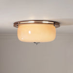 Aurelia Frosted Glass Dome Ceiling Light with Walnut Wood Accents