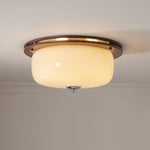 Aurelia Frosted Glass Dome Ceiling Light with Walnut Wood Accents