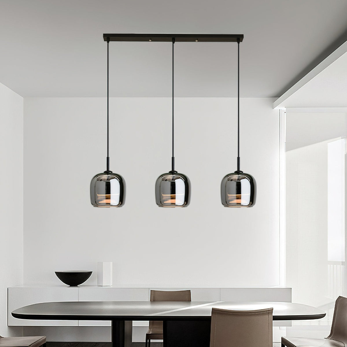 Glass Drum Shaped Pendant Light