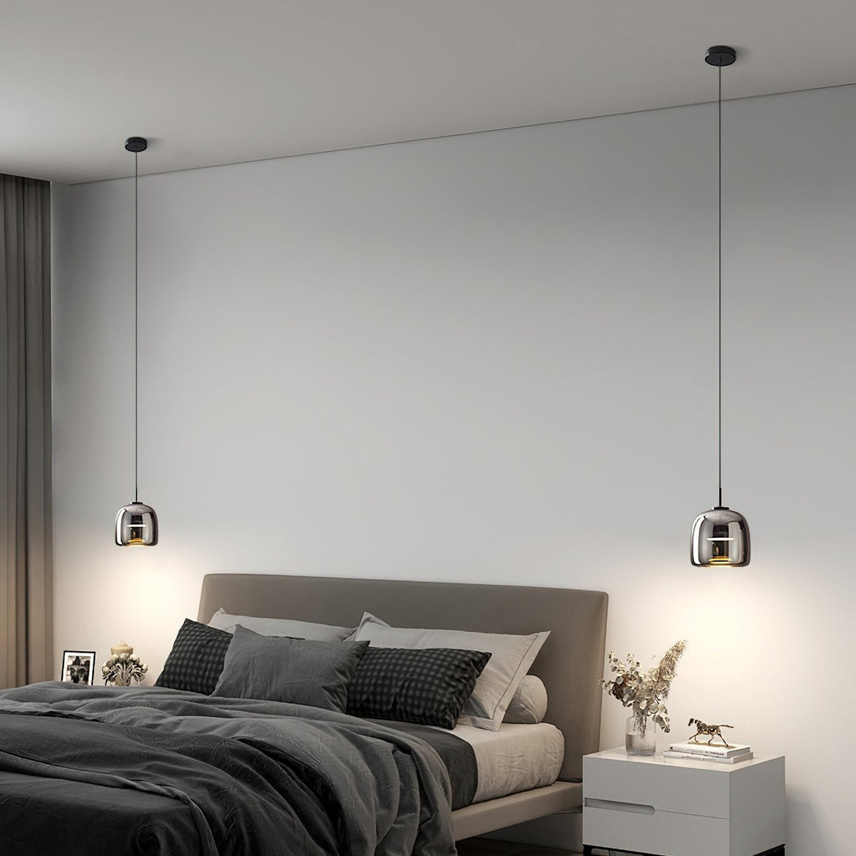 Glass Drum Shaped Pendant Light