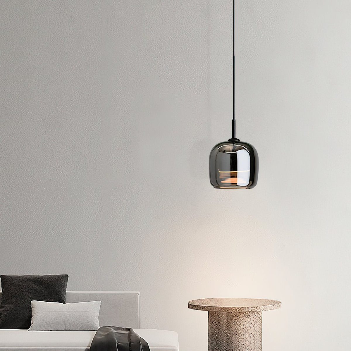 Glass Drum Shaped Pendant Light
